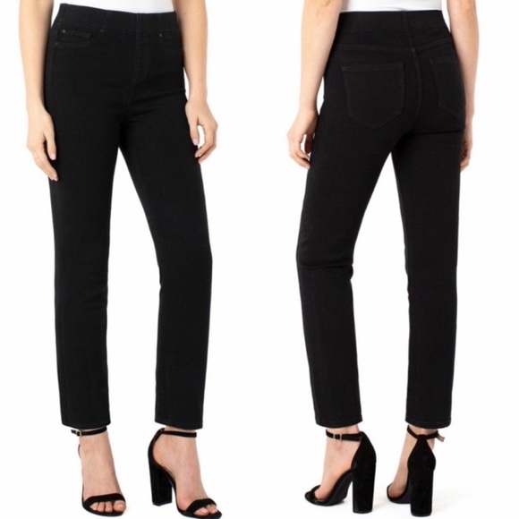 NWT Liverpool Los Angeles Slim Chloe Slim Over Dye Black Stretch Pant SZ 22W - Picture 1 of 11